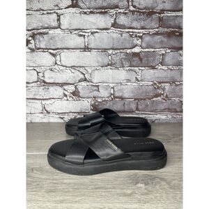 Cole Haan Black Leather Wedge Slip-On Comfort Women Sz 7B US/38EU
